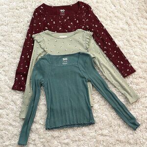 NWOT Lot of 3 Cottagecore Long Sleeve Knit Shirts Girls Size 10/12 Large